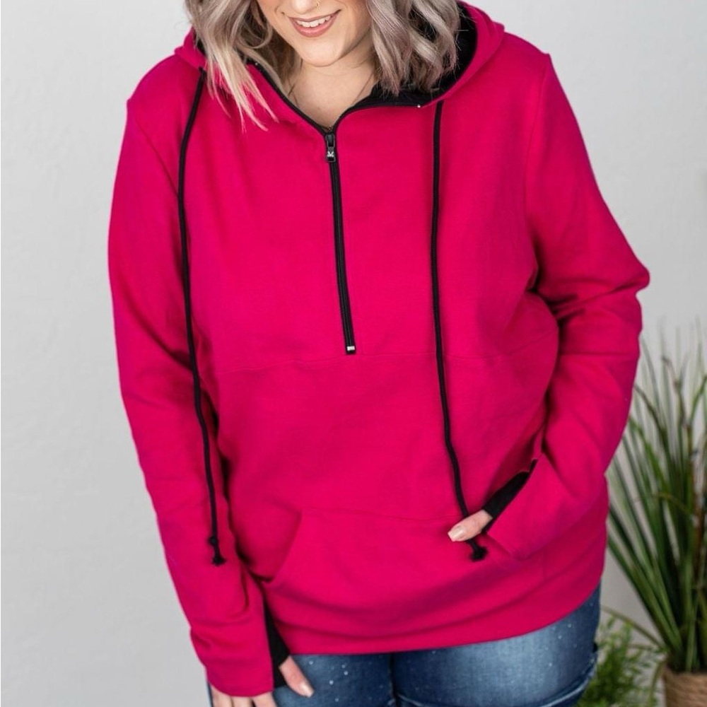 Magenta half zip hoodie